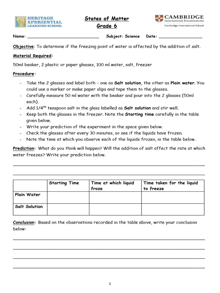 Freezing point experiment pdf