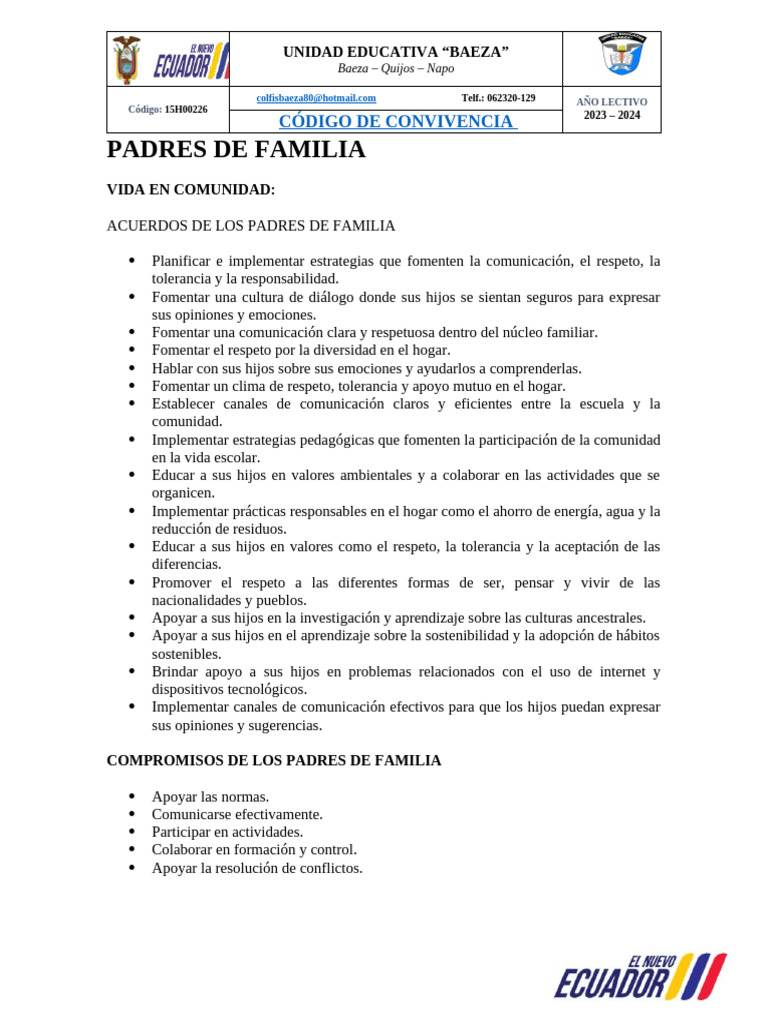 Acuerdos y Compromisos de Padres 2023 | PDF | Escuelas | Sustentabilidad