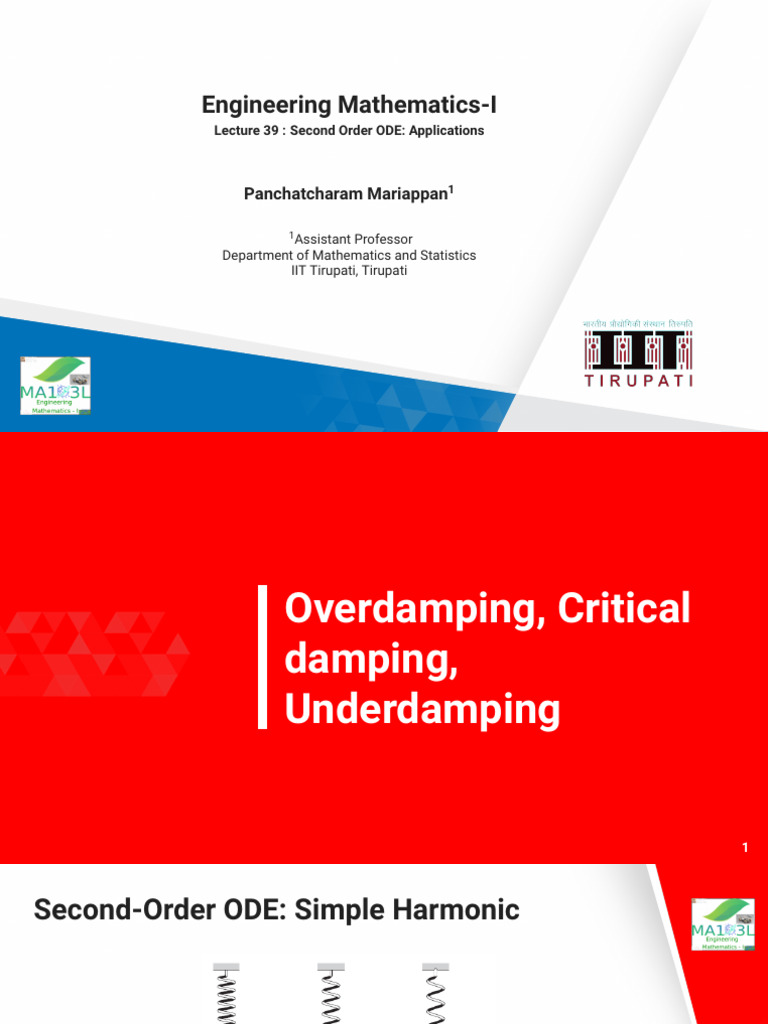 Second Order ODE Applications in Engineering | PDF | Damping ...