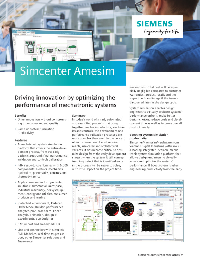 Siemens SW Simcenter Amesim - Fact Sheet | PDF