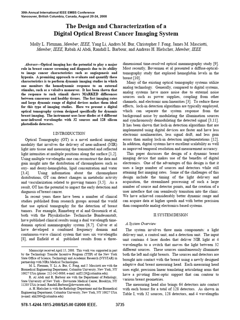 The Design and Characterization of A Digital Optical Breast Cancer ...