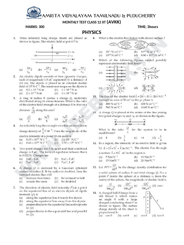 Monthly test 1 iit kk class12 pdf