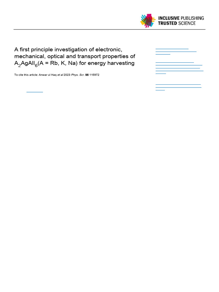 A First Principle Investigation of Electronic, Mechanical, Optical and ...