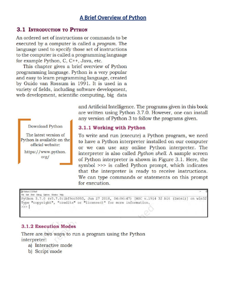 A brief overview of python part a pdf
