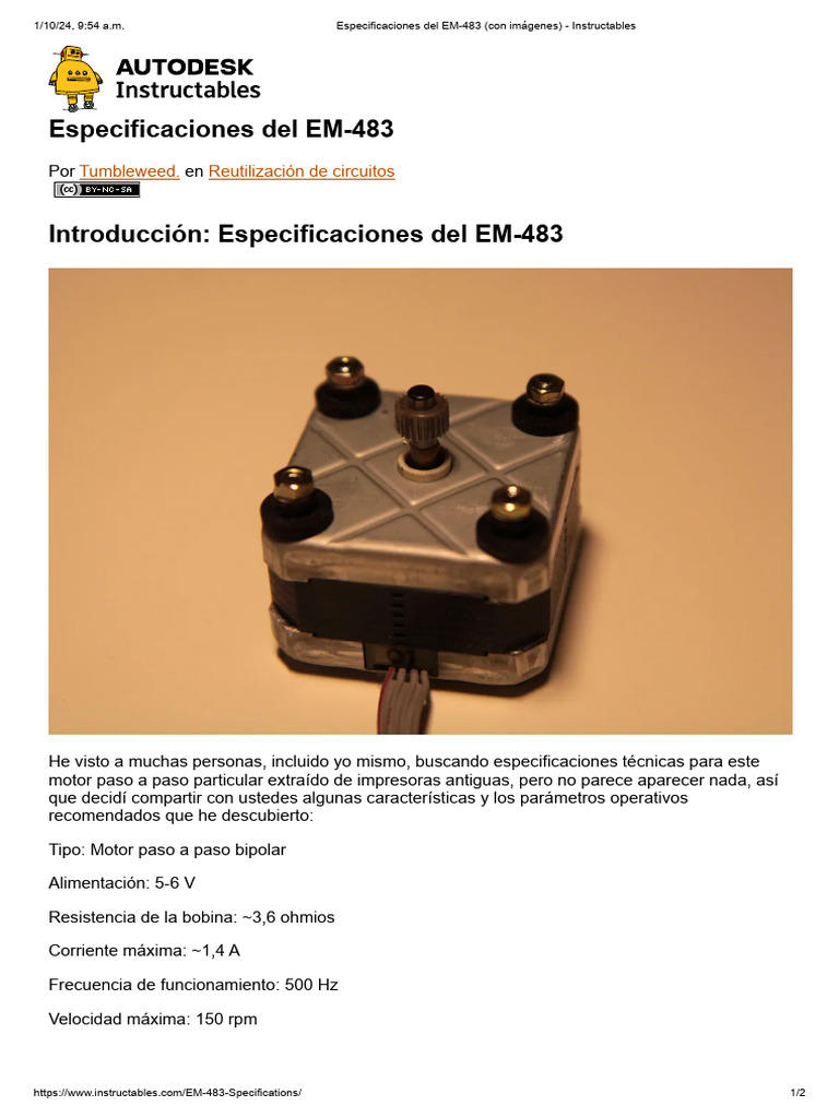 Especificaciones Del EM-483 (Con Imágenes) - Instructables | PDF