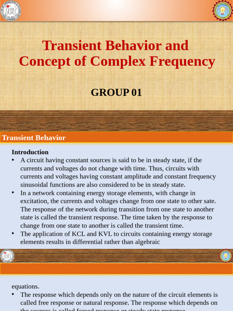 Transient Behavior and Concept of Complex Frequency: Group 01 | PDF