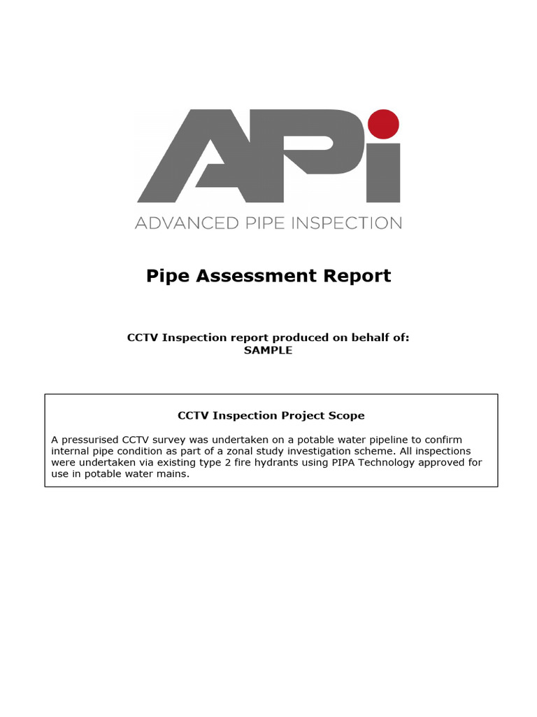 Fire Hydrant Entry CCTV Report Sample | PDF