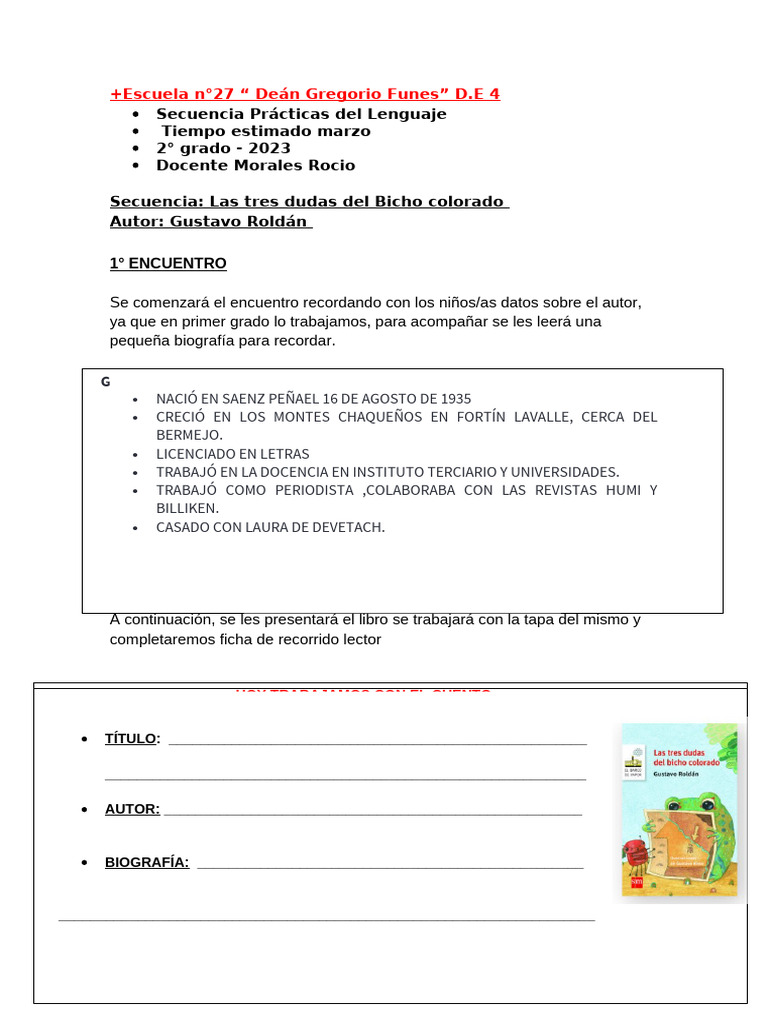 1-Secuencia Las 3 Dudas Del Bicho Colorado | PDF