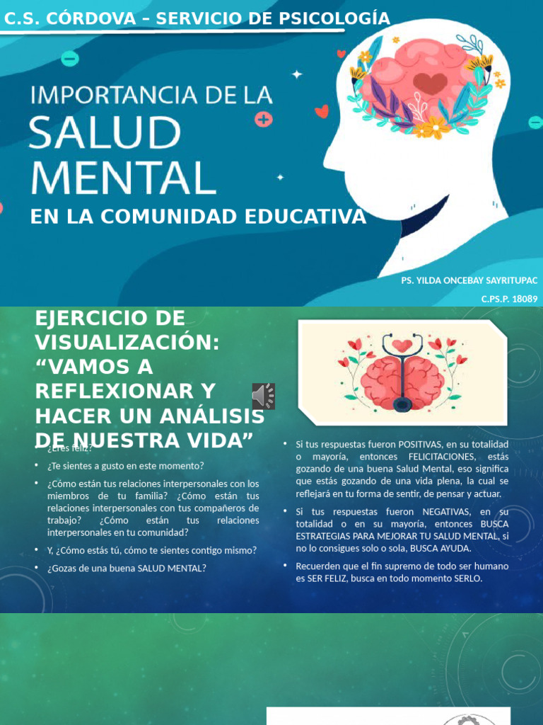 Importancia de La Salud Mental en La Comunidad Educativa - Primaria | PDF
