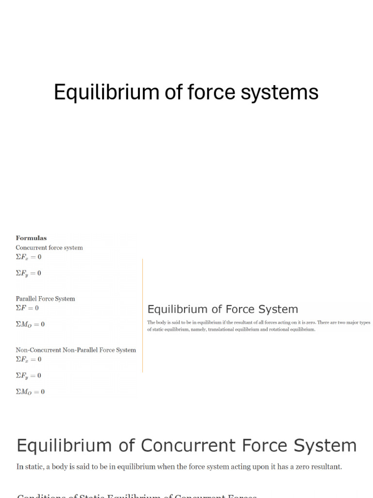 Equilibrium Of Force Systems Pdf