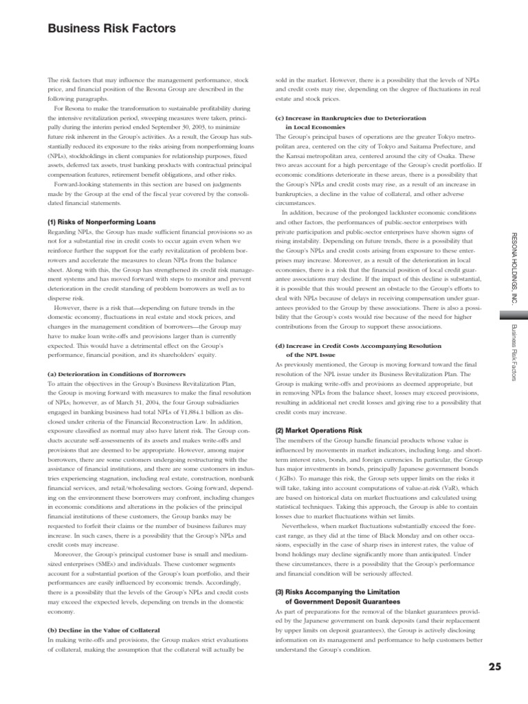 Business Risk Factors | PDF