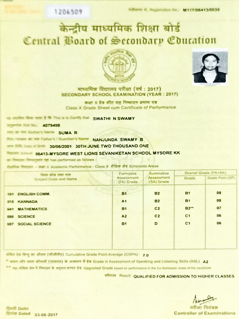10 TH Marks Card | PDF