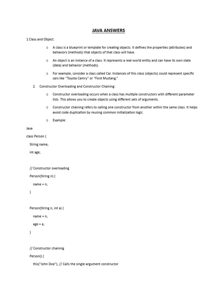 Java Answers | PDF