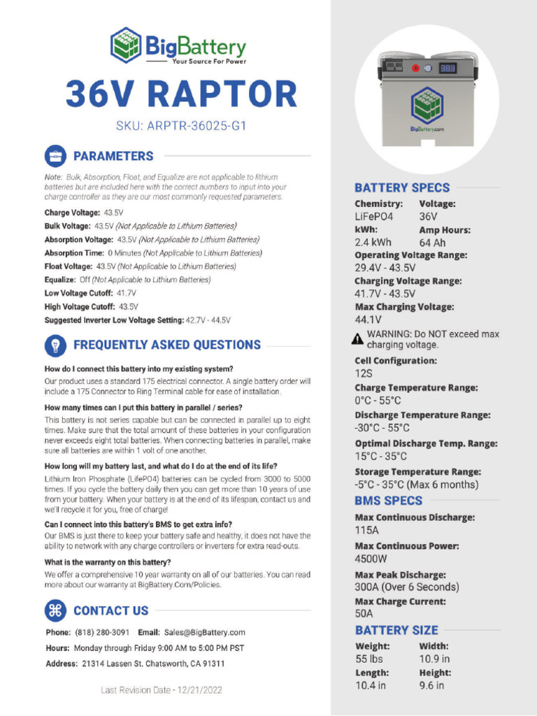 Spec Sheet 36V RPTR | PDF