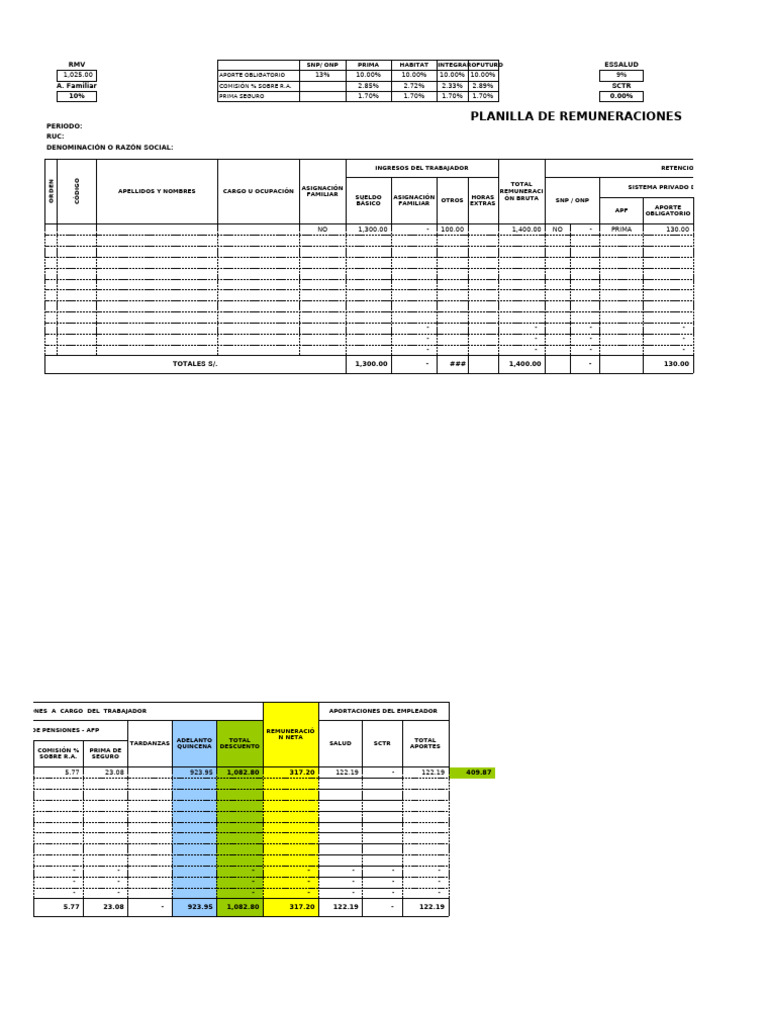 Planilla De Remuneraciones En Excel Asiento Contable Pdf