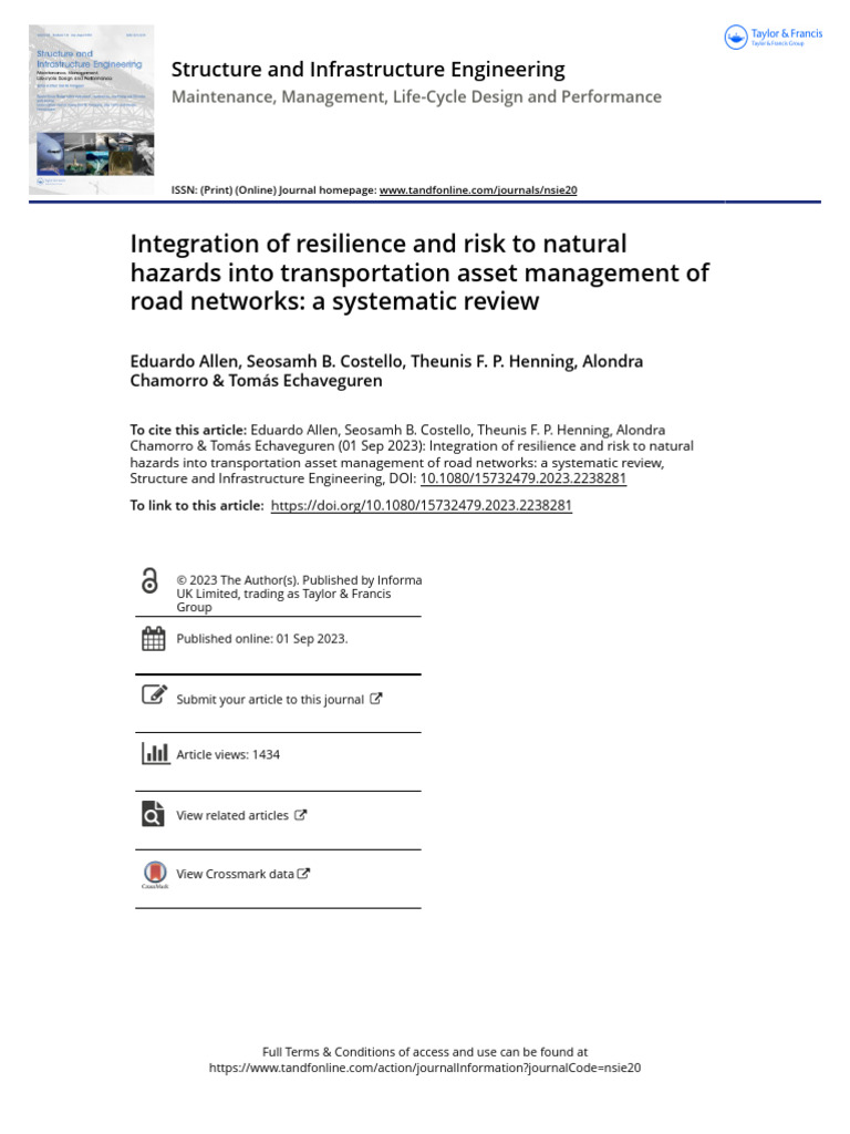 Integration Of Resilience And Risk To Natural Hazards Into