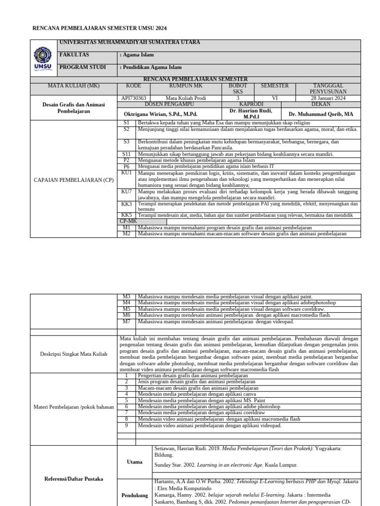 Rps Desain Grafis Dan Animasi Pembelajaran Pdf