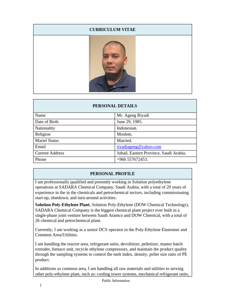 CV Ageng Riyadi Joko | PDF