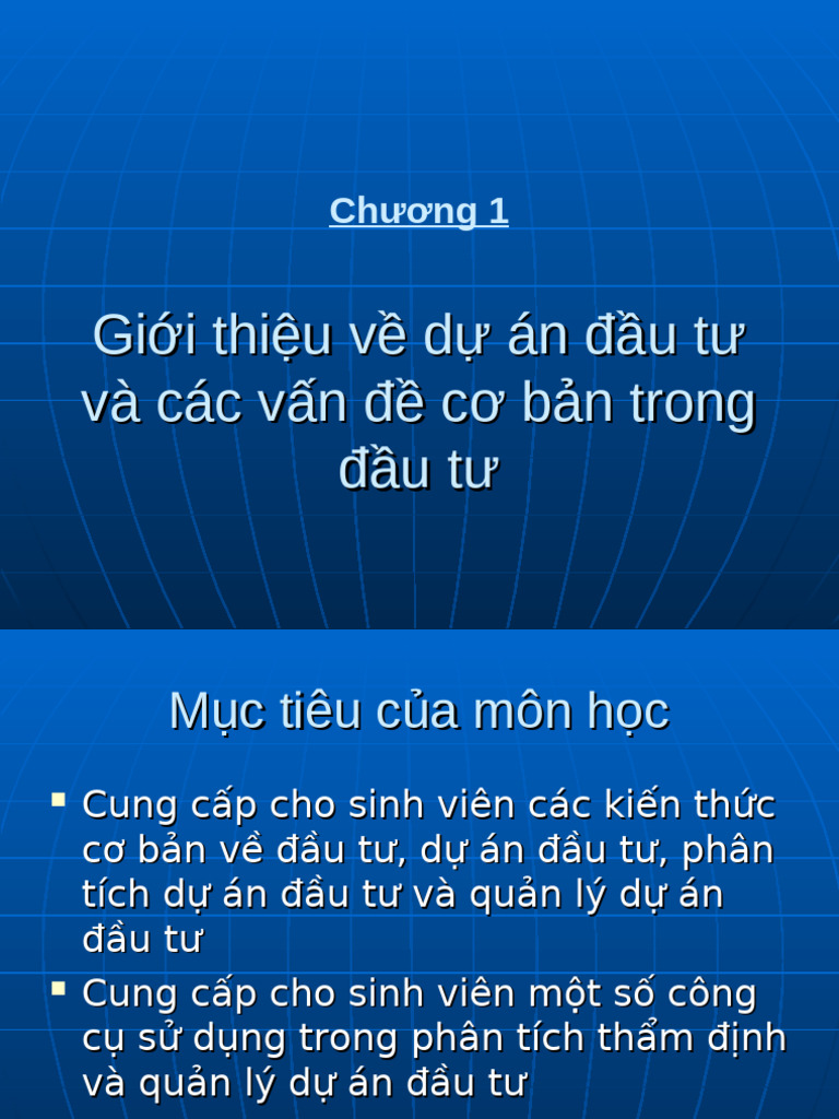 Chuong 1 Gioi Thieu Ve Du An Dau Tu | PDF