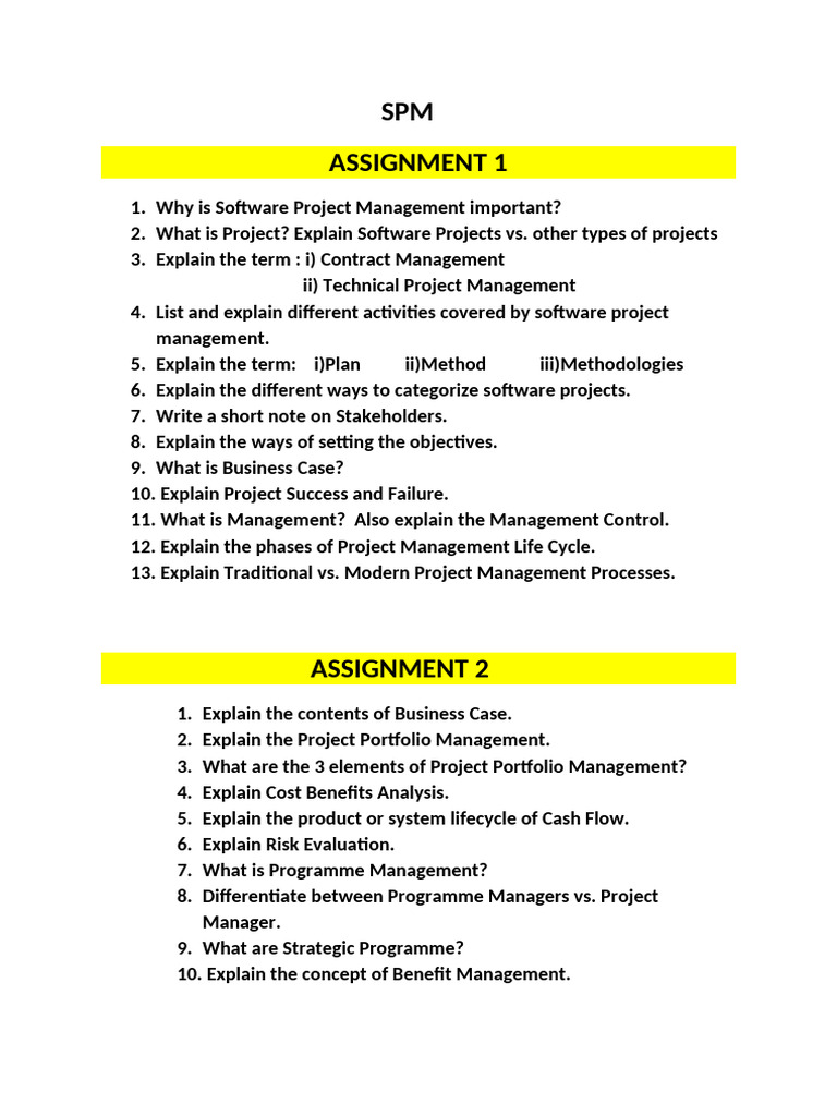 SPM Assignment | PDF