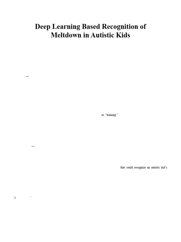 Artigo Deep Learning Based Recognition of Meltdown in Autistic Kids | PDF