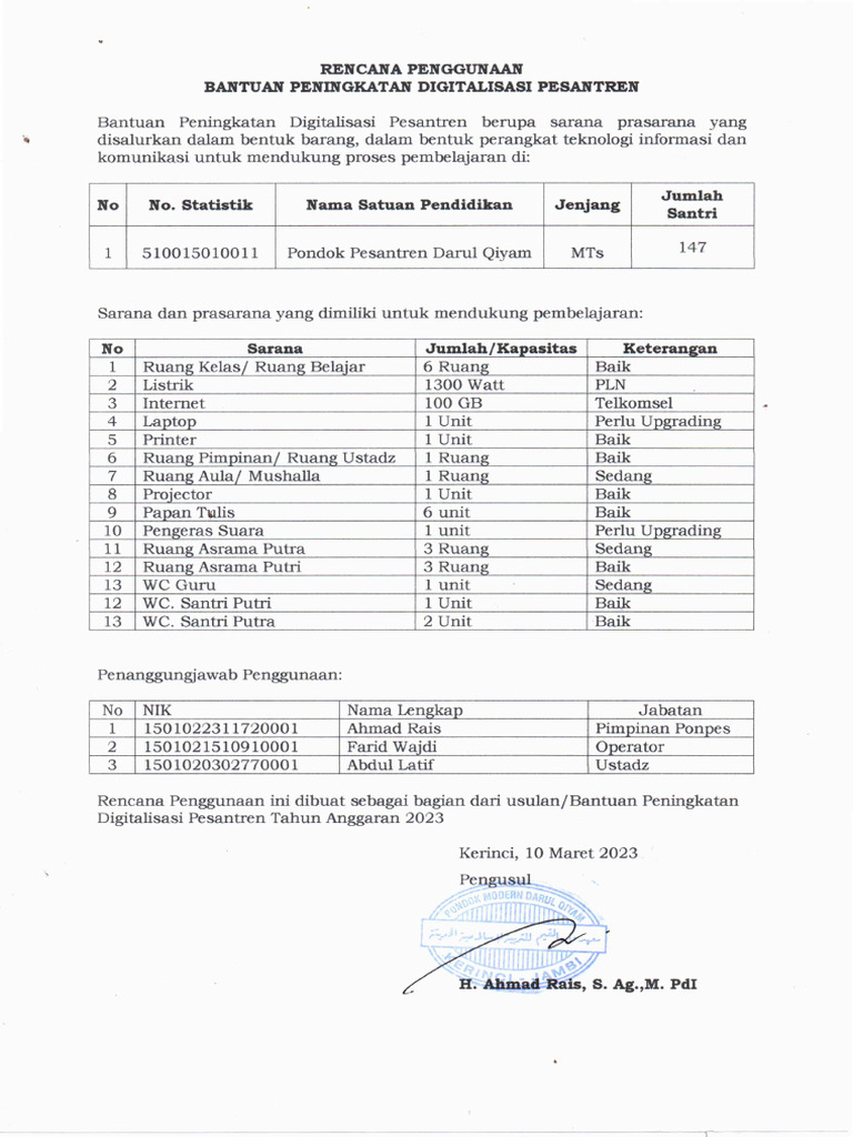 Rencana Penggunaan Bantuan Pdf