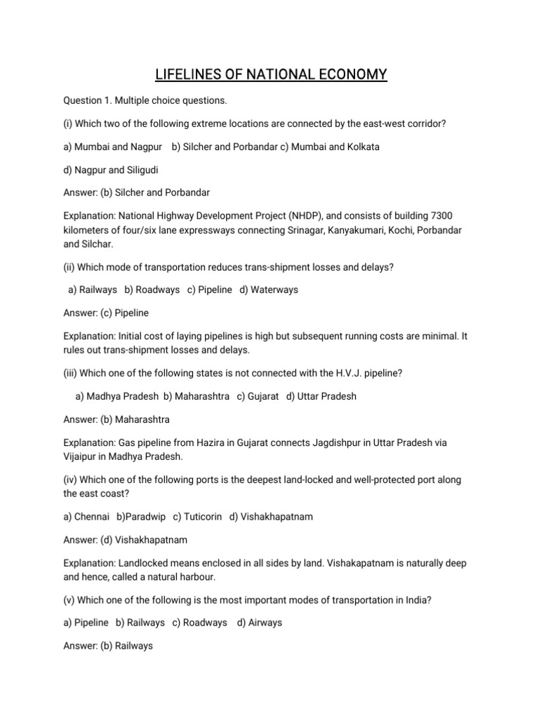 Lifelines of National Economy Explained | PDF
