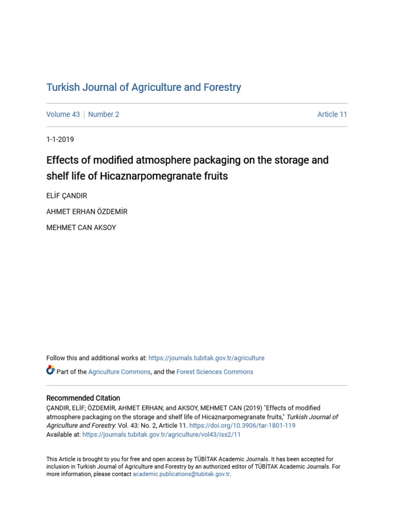 Effects of Modified Atmosphere Packaging On The Storage and Shelf | PDF