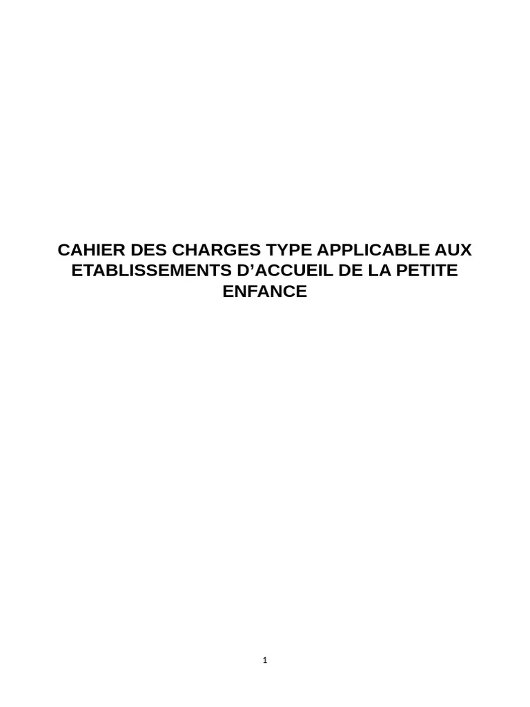 Cahier Des Charges Type Applicable Aux Etablissements D | PDF