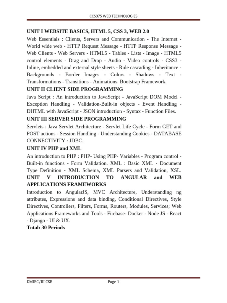 Unit I | PDF