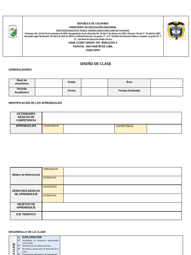 Formato Plan de Clases | PDF