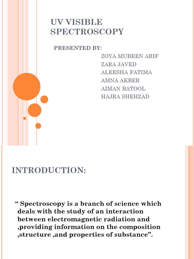 Uv Visible Spectroscopy Group 8 Sem 4 | PDF