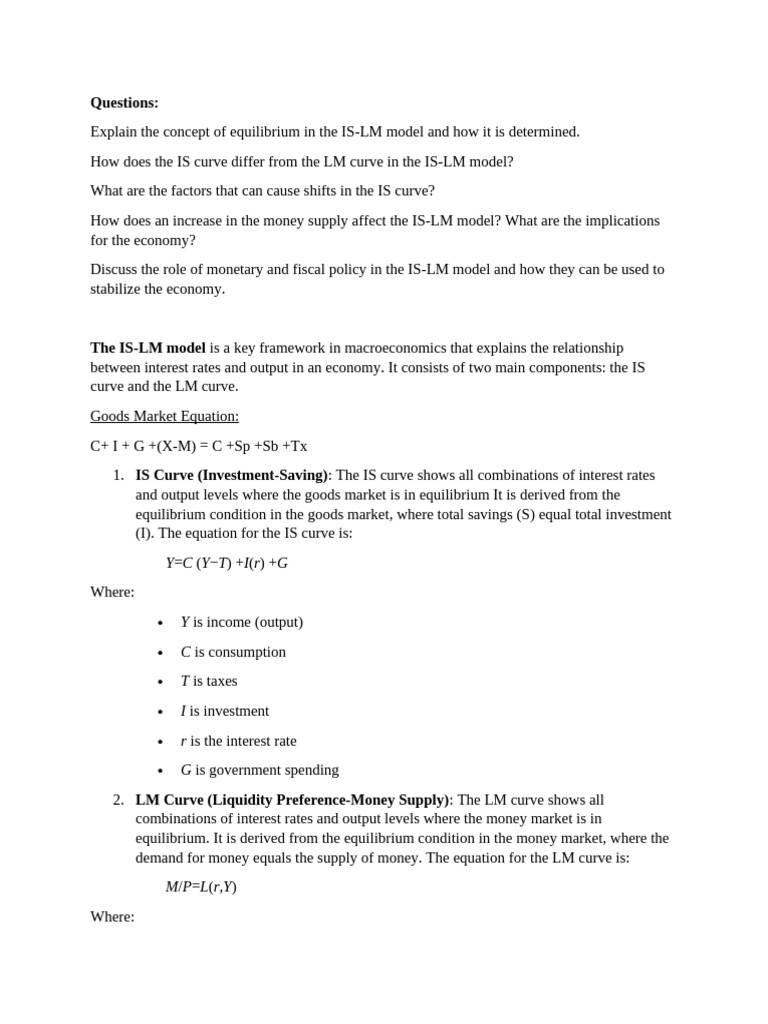 ISLM Model Notes | PDF