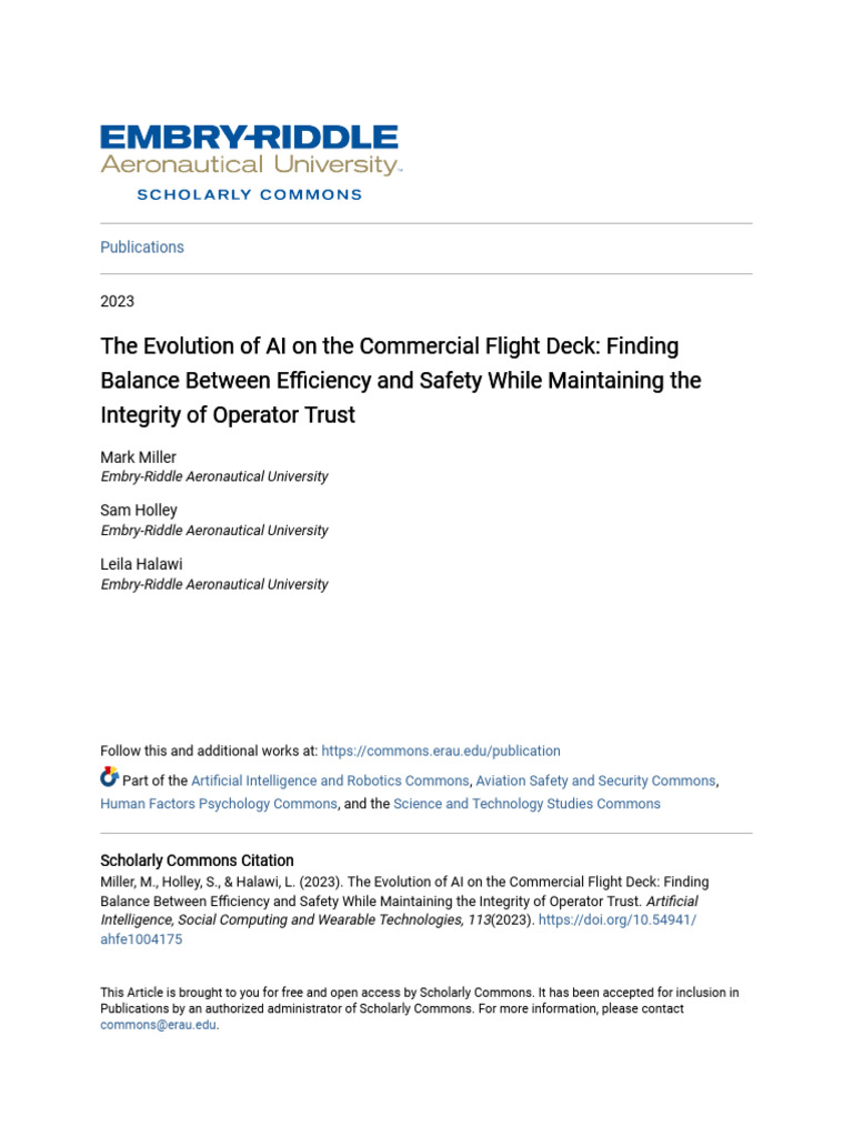 The Evolution of AI on the Commercial Flight Deck_ Finding Balanc PDF