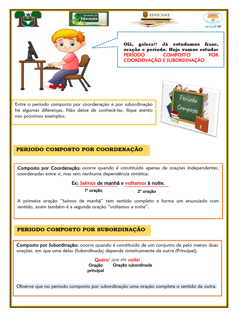 PERÍODO COMPOSTO POR COORDENAÇÃO E SUBORDINAÇÃO | PDF