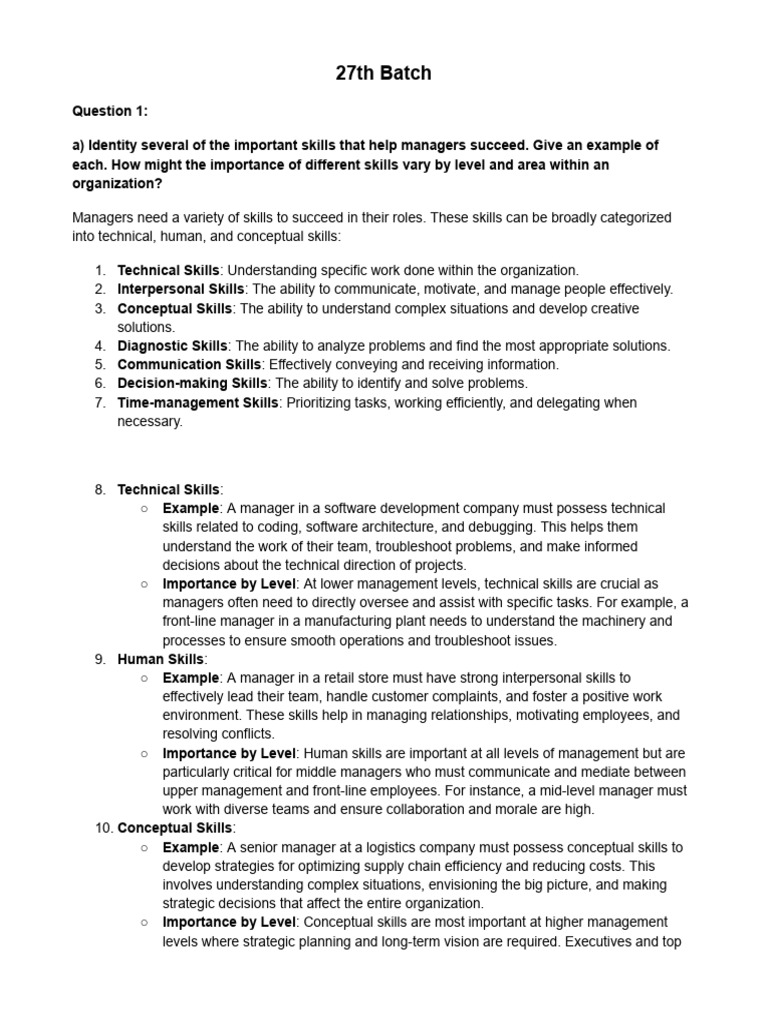 Essential Skills for Managerial Success | PDF | Leadership | Motivation