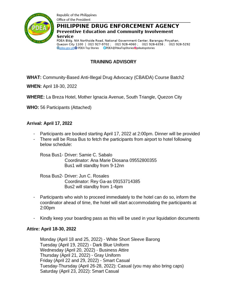 Training Advisory | PDF