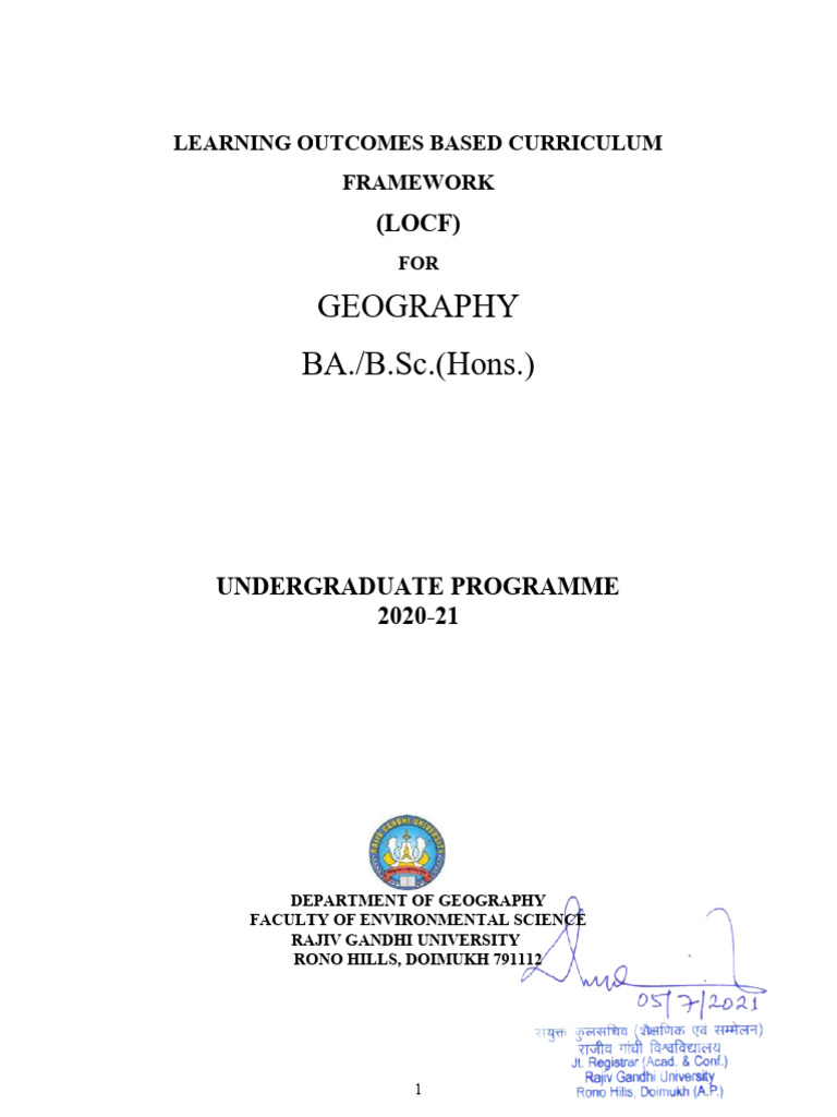 BA Geography BA./B.Sc. (Hons.) : (LOCF) | PDF