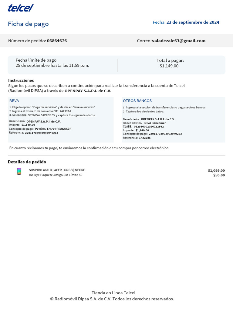 Instrucciones de Pago Telcel 2024 | PDF | Finanzas y dinero