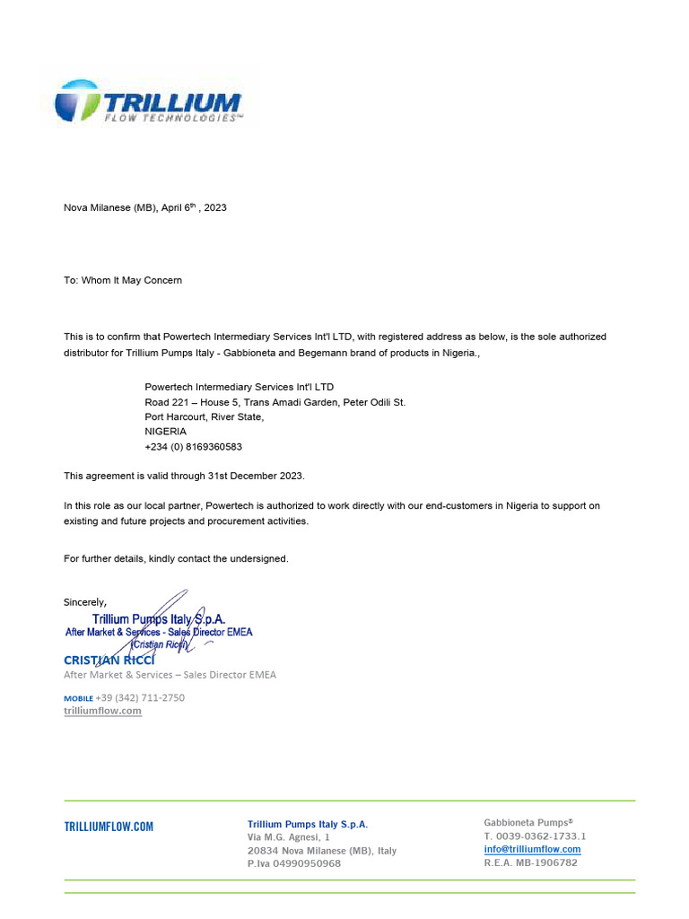 Appointment Letter - TPI - Powertech 2023 | PDF