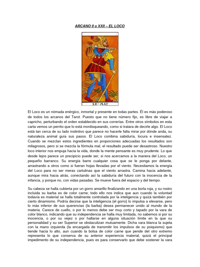 Significado del Arcano 0: El Loco | PDF