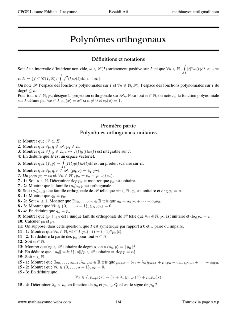 Polynômes Orthogonaux | PDF