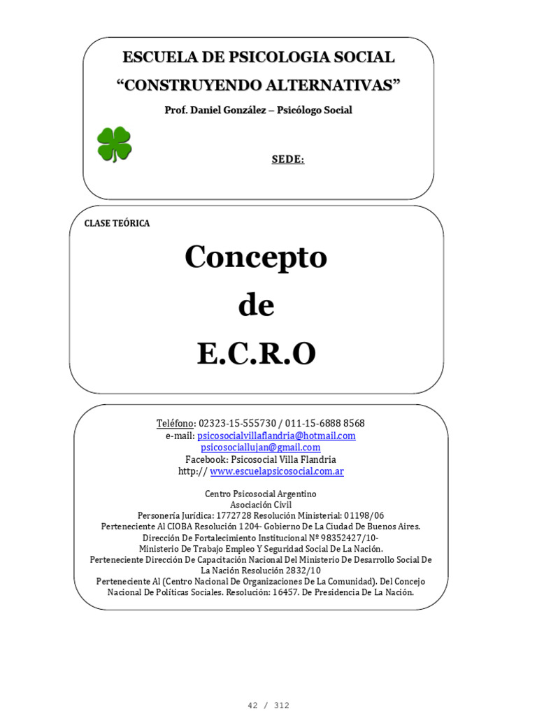 ECRO: Herramienta de Cambio Psicosocial | PDF | Sicología | Psicología ...