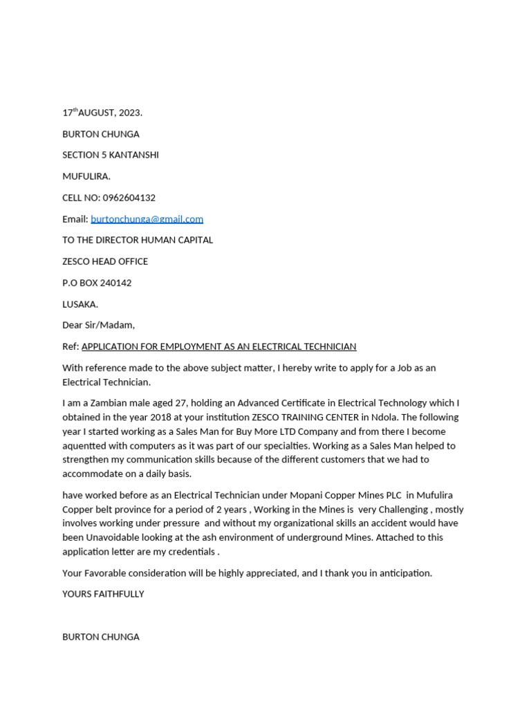 Application Letter | PDF