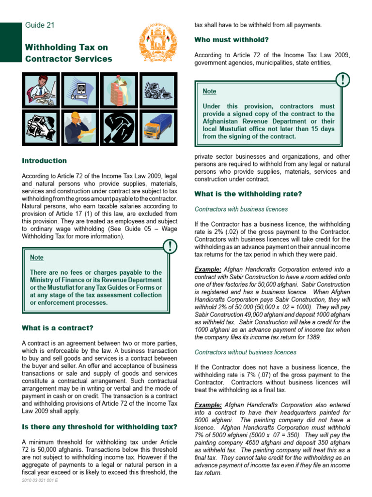 Guide 21 Withholding Tax On Contractor | PDF
