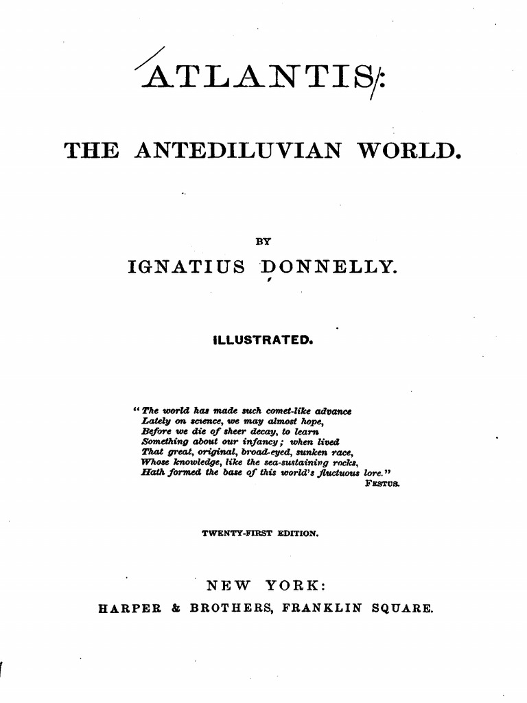 Atlantis The Antediluvian World by Ignatius Donnelly | PDF