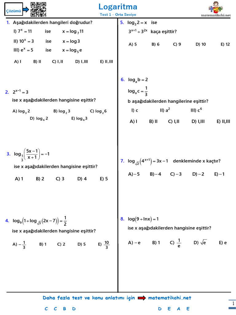 Logaritma Test 1 O | PDF