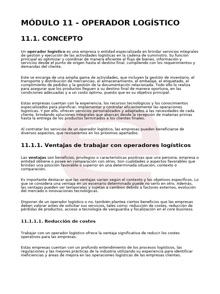 Modulo 11 Operador Logistico | PDF