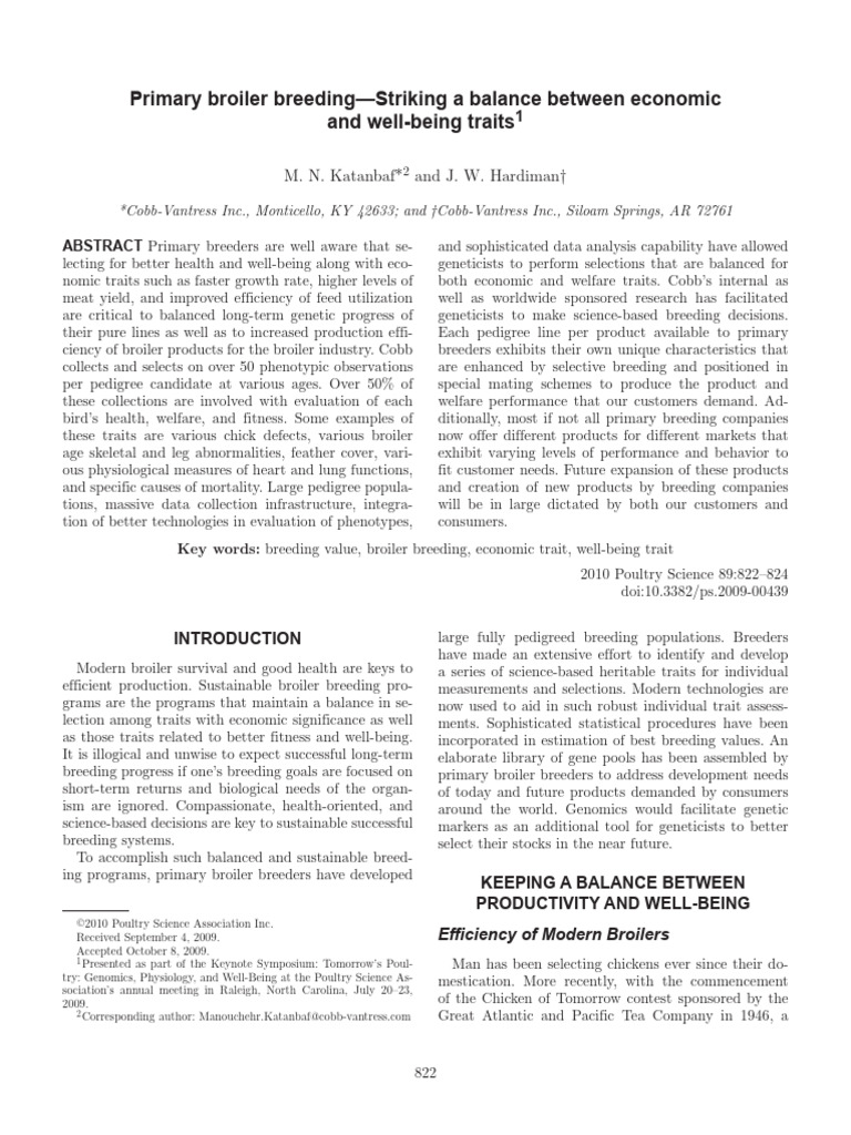 Broiler Breeding: Balancing Welfare and Profit | PDF | Plant Breeding ...