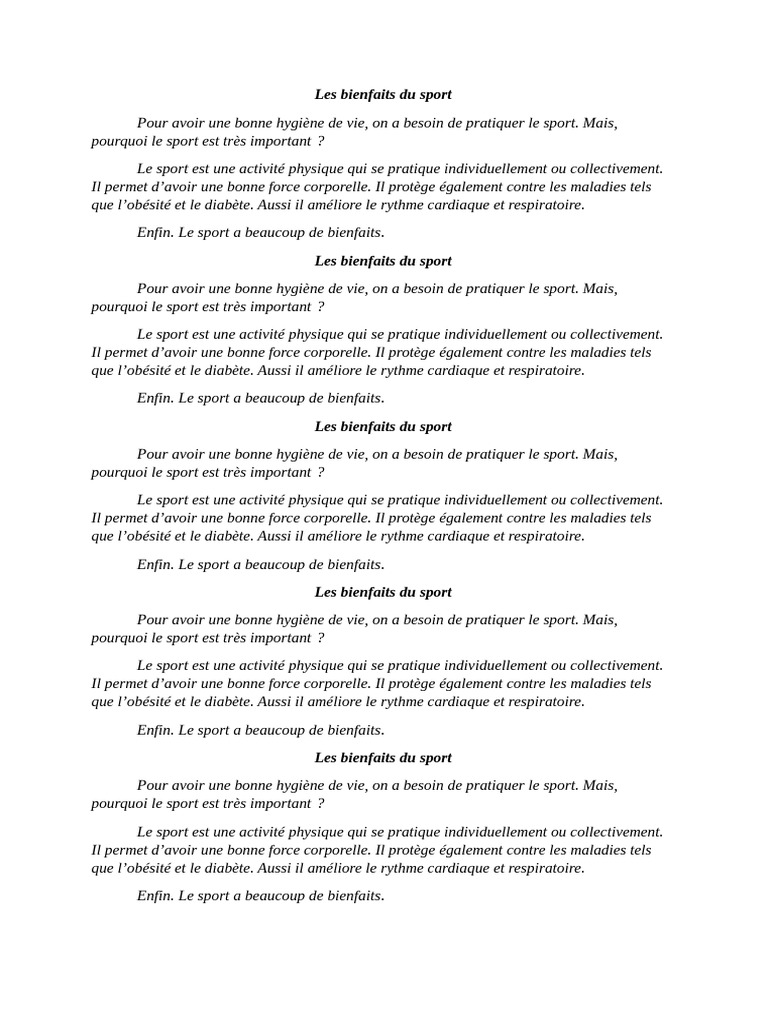Bienfaits du sport pour la santé | PDF | Des sports | Obésité